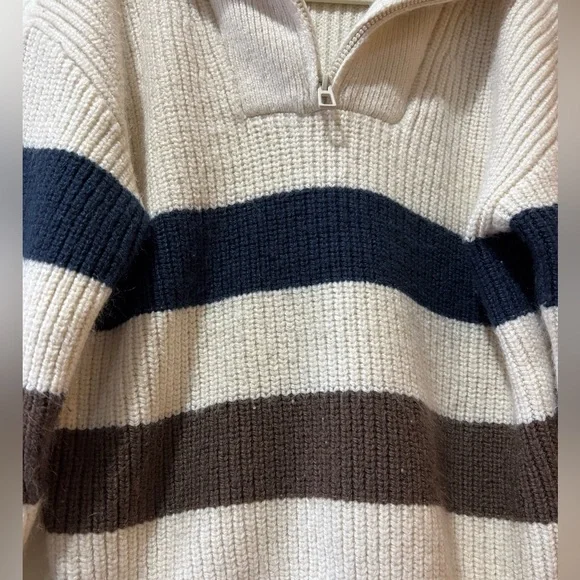 Zara Striped Half-Zip Sweater - Picture 2 of 4